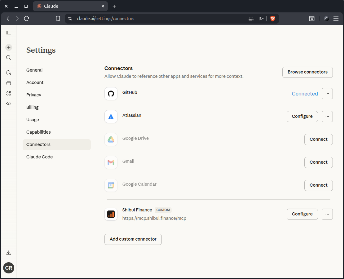 Shibui Finance connector added successfully